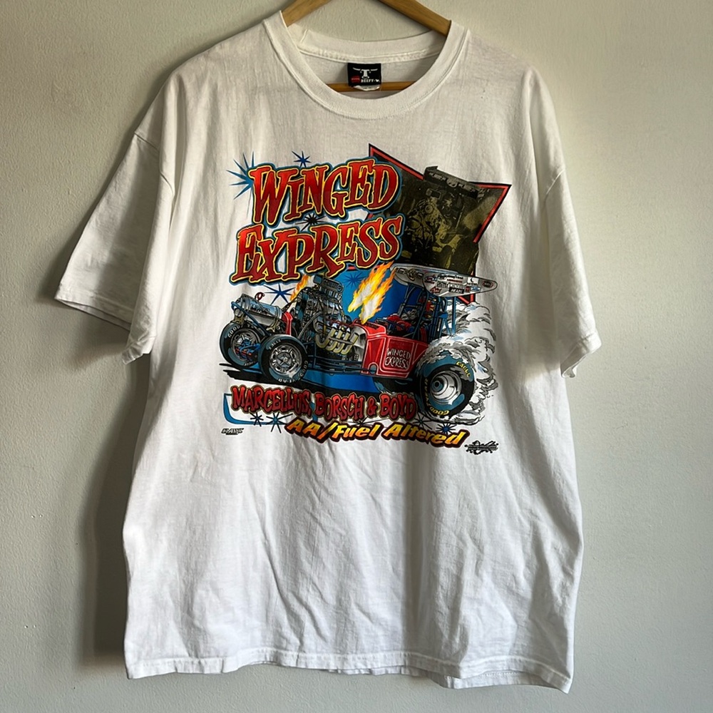 Vintage Winged Express Marcellus Borsch T-Shirt / Drag Racing / XL